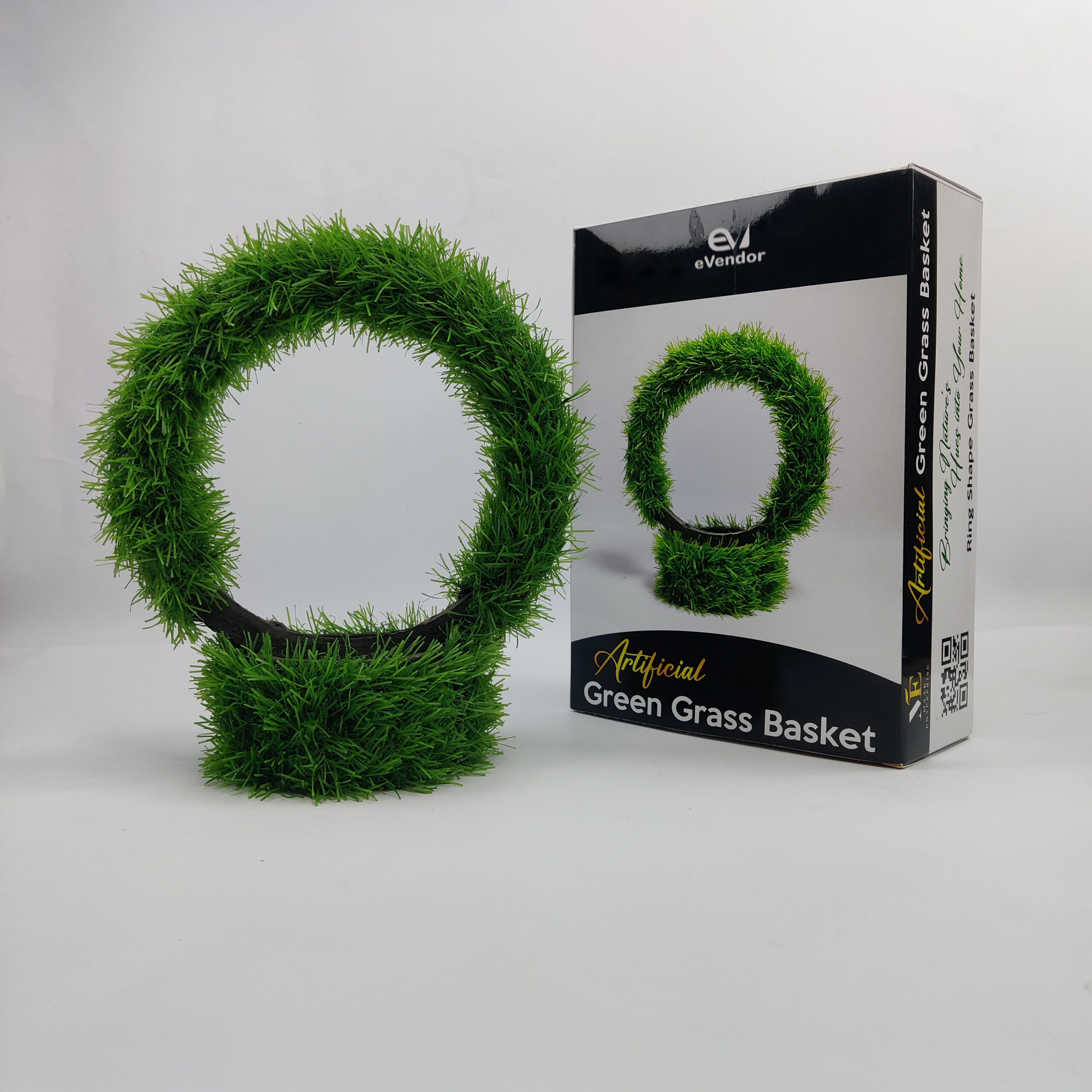 Green Grass Ring shape Flower Pot Stand | Artificial Home Decoration Grass Basket Green | Artificial Grass Attached with Plastic Pot Cup Bowl Showpiece | Very Hot Product