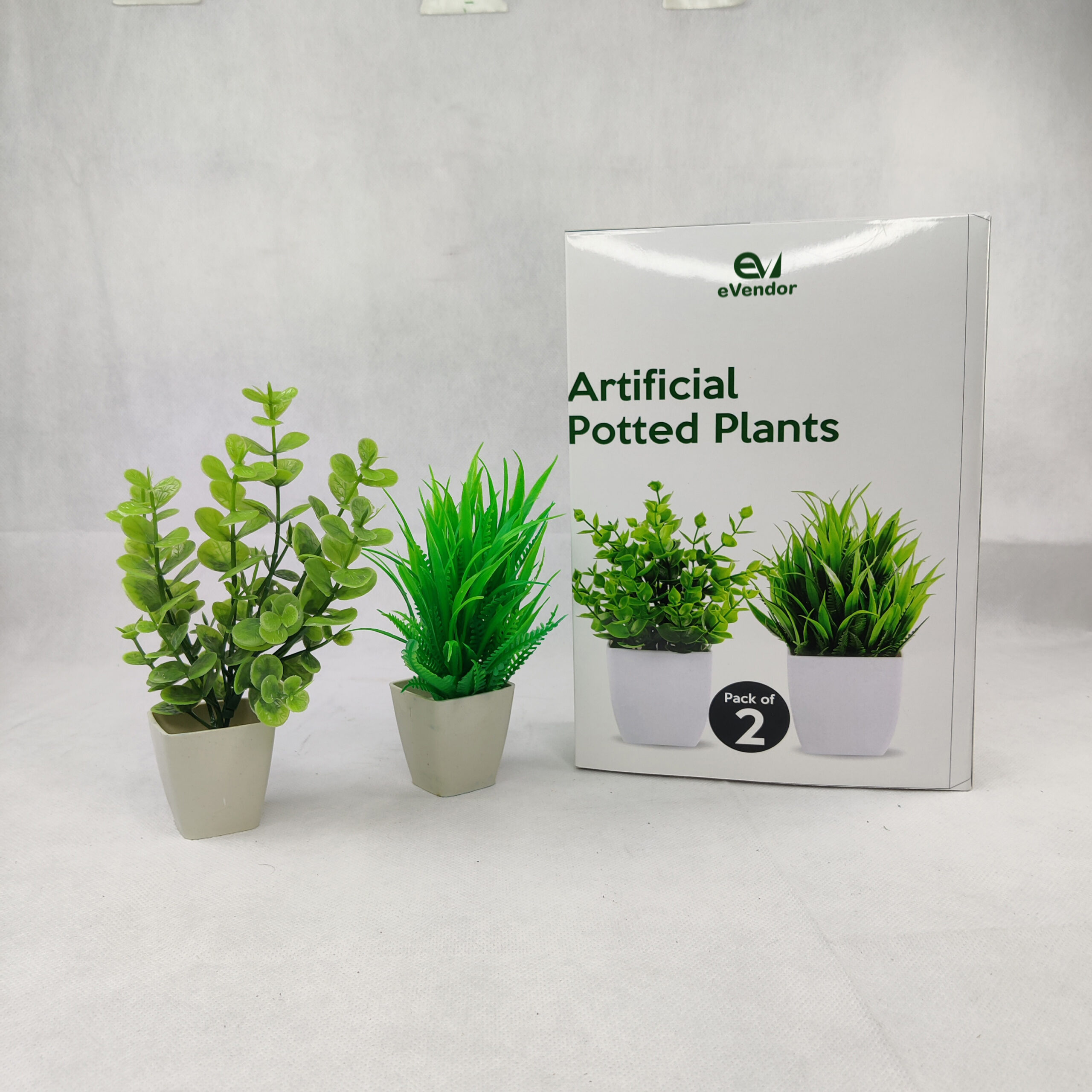 2 Pack Plants in Pots Artificial Eucalyptus Plant Mini Potted Faux Plants Indoor Small Plastic Wheat Grass Shrubs